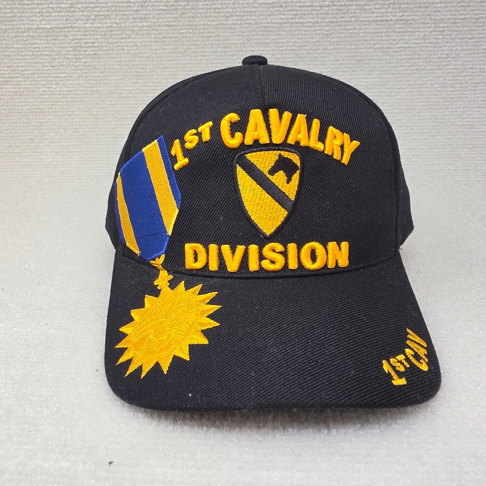 Unbranded 1st Cavalry Division Hat Mens OSFM Black Embroidered Military Cap